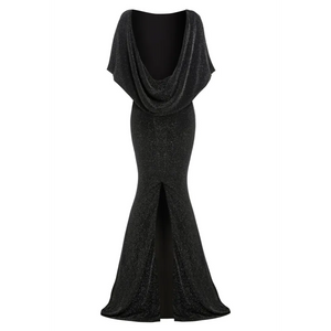 Black Cowl Back Gown - Dresses