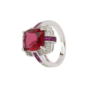 Clarence Silver Ring Ruby - Jewelry & Watches