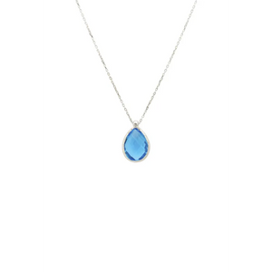 Petite Drop Necklace Silver Blue Topaz Hydro - Necklaces