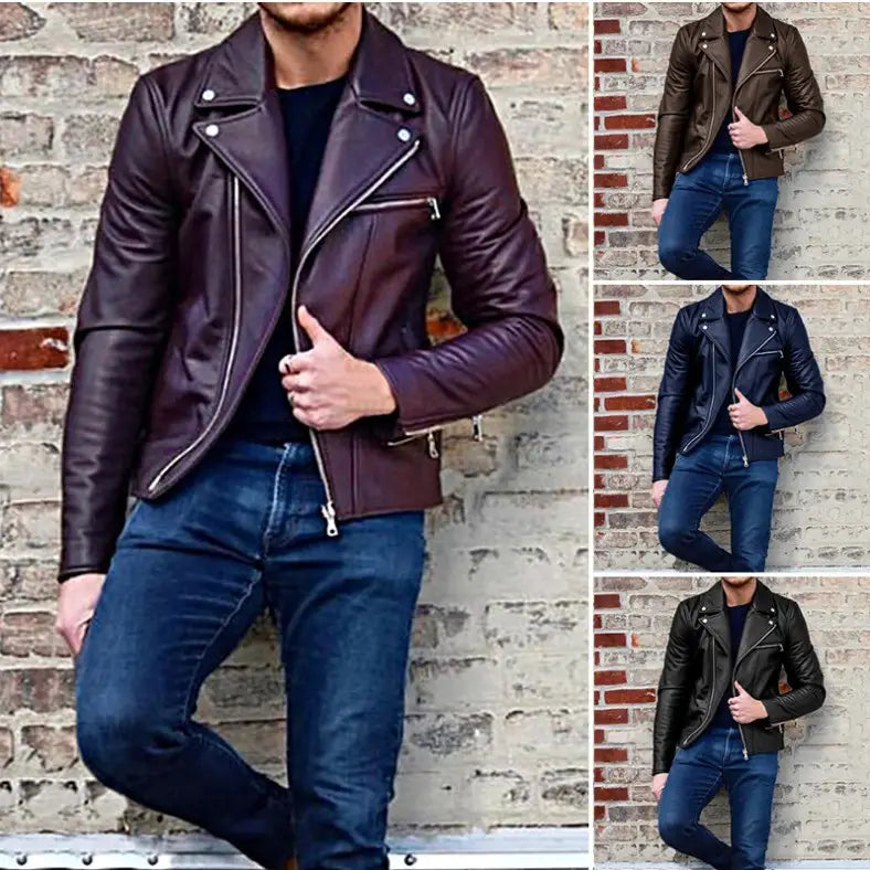 Men’s temperament leather coat