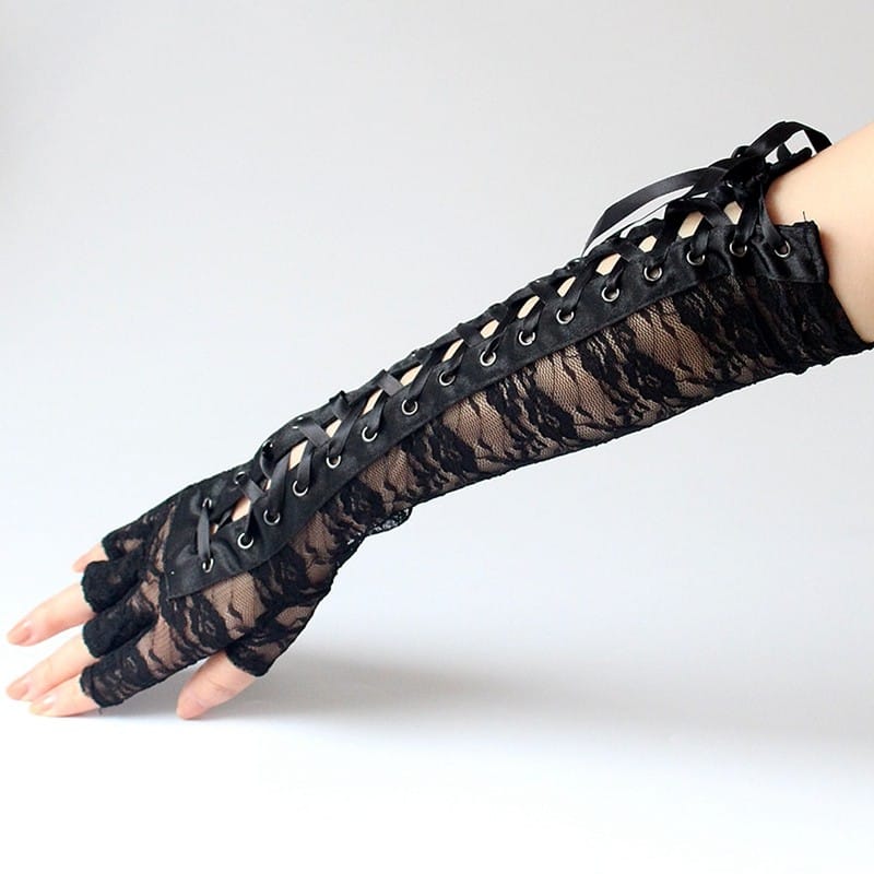 Gothic Long Fishnet Mesh Gloves