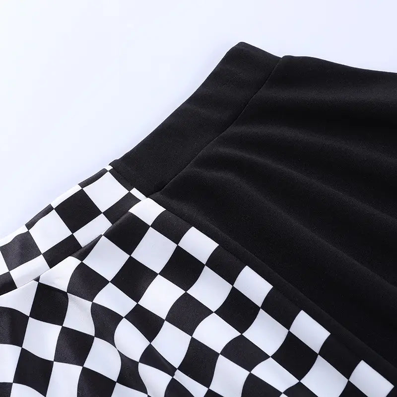 Black and White Plaid Mini Skirt