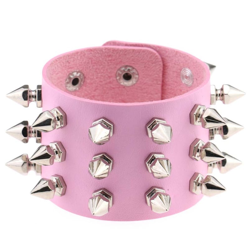 3 Rows Spikes Rivet Stud Leaher Cuff