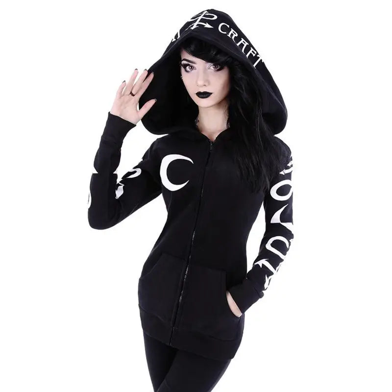 Gothic punk long sleeve witch craft hoodie