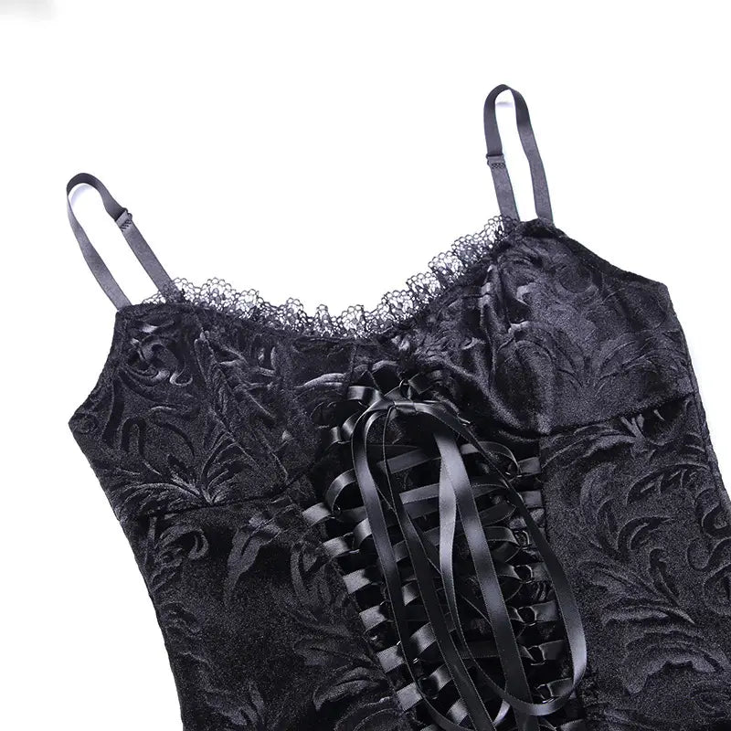 Summer Girl Sling Dark Lace Retro Black Gothic Style Vest