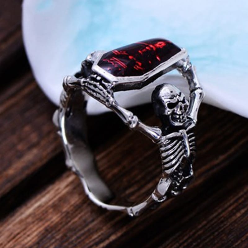 Gothic Skull and Coffin Ring