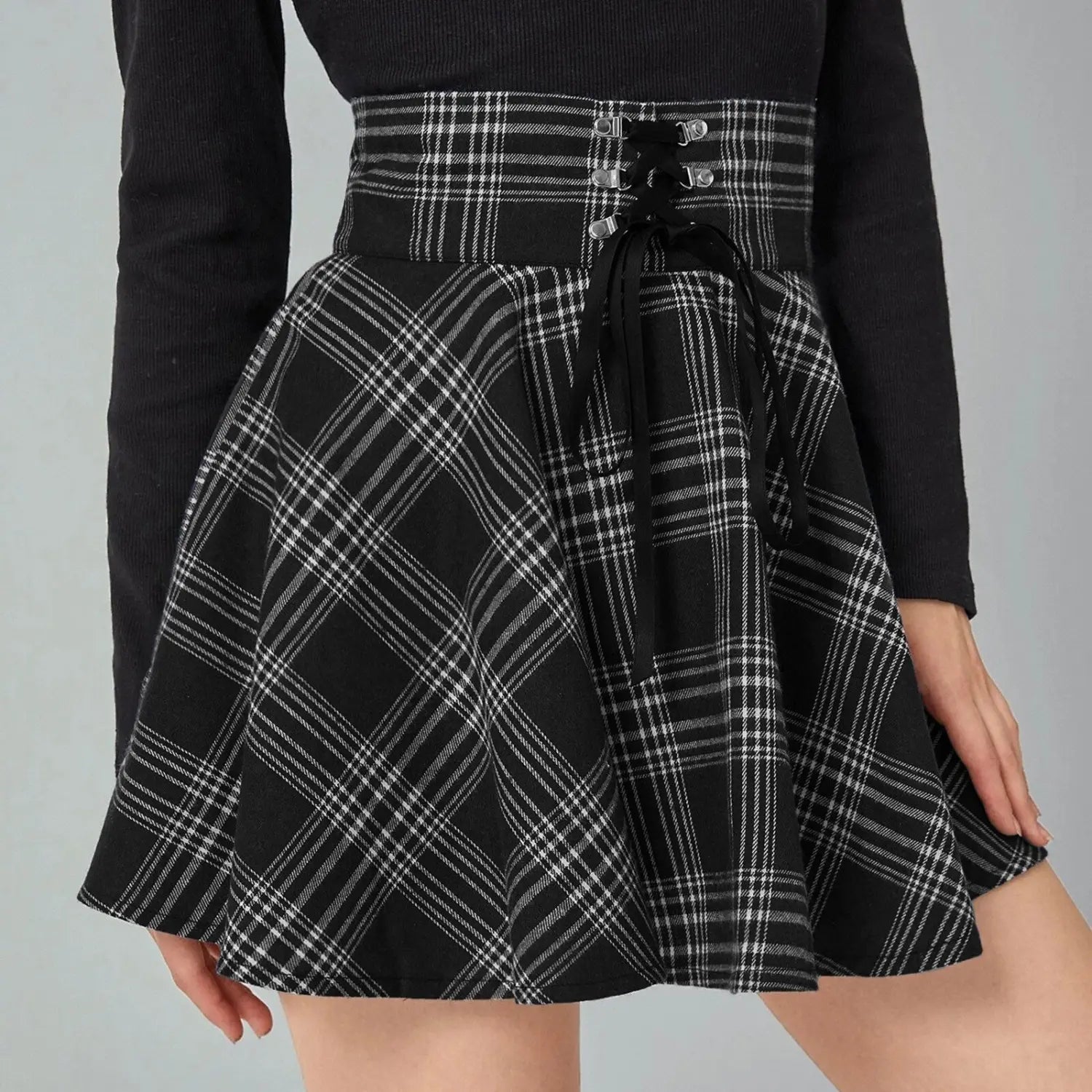 Punk Plaid Print Gothic Skirt