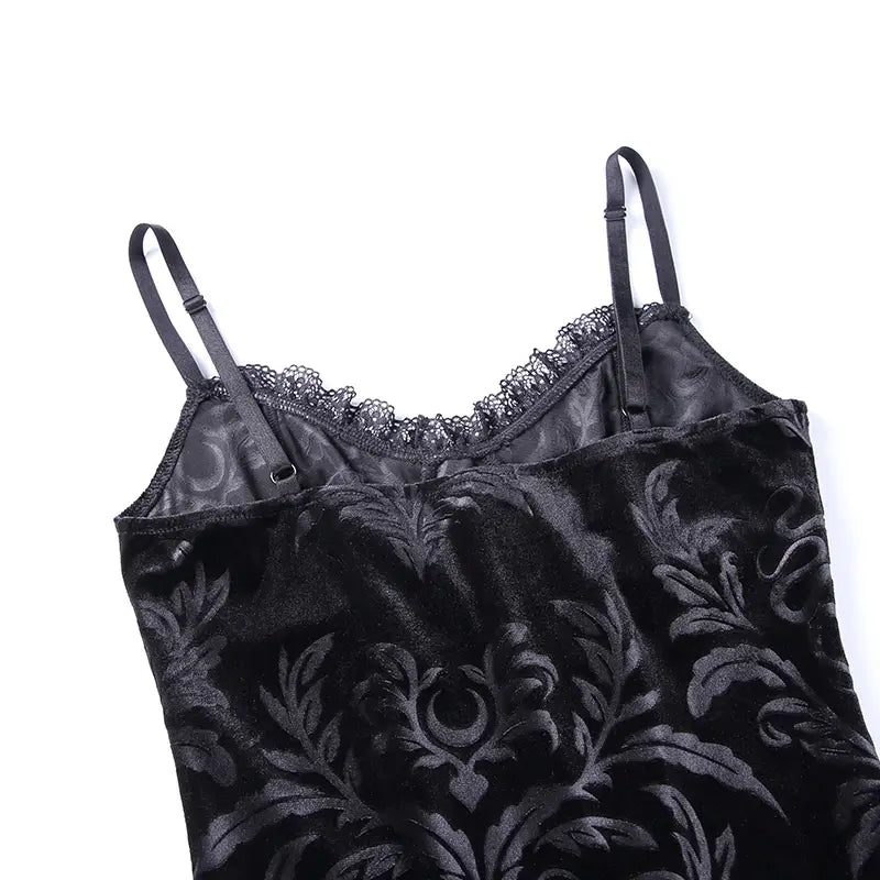 Summer Girl Sling Dark Lace Retro Black Gothic Style Vest