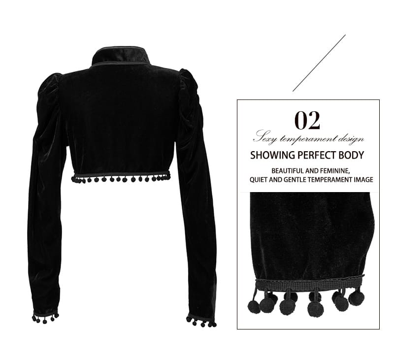 Gothic Lolita Tassels Long Sleeve Slim Short Coat