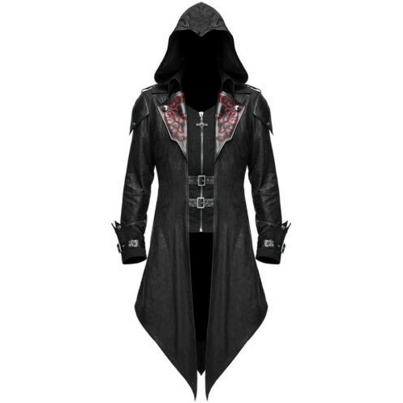 Hooded Steampunk Gothic Swallowtail PU Jacket