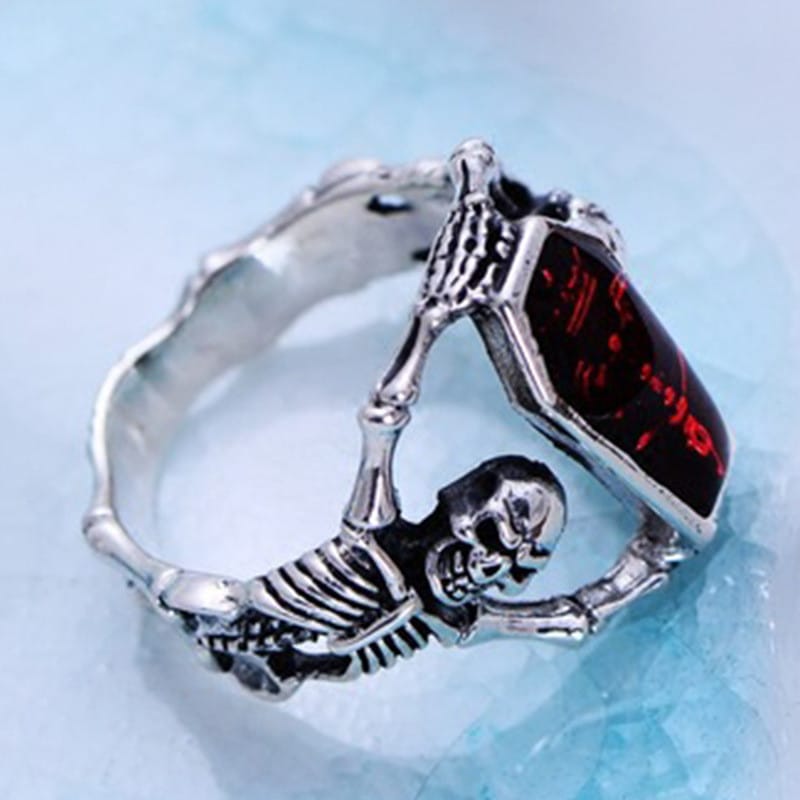 Gothic Skull and Coffin Ring