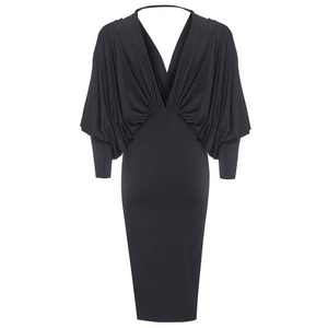Black Batwing Sleeve Dress - Dresses