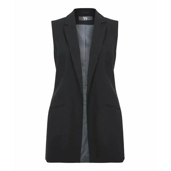 Black Formal Open Front Sleeveless Blazer - UK 10/EU 38