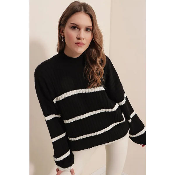 Black Stripped Sweater - Shirts & Tops