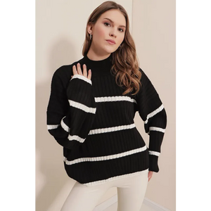 Black Stripped Sweater - Shirts & Tops