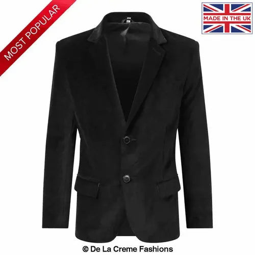 Black Velvet Slim Fit Formal Blazer - Large Coats & Jackets