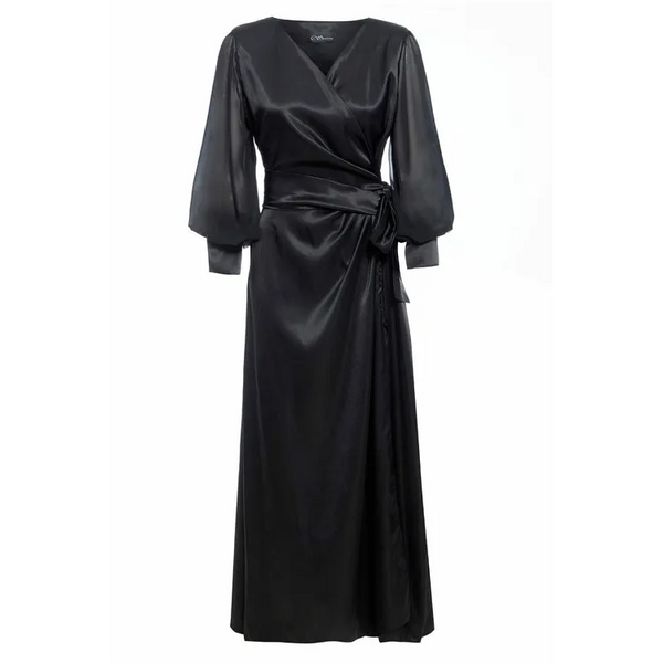 Black Wrap Maxi Dress - XS S Dresses