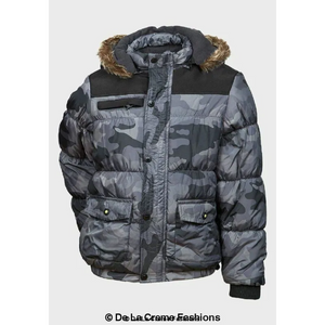 Boys Camouflage Print Puffa Coat - Coats & Jackets