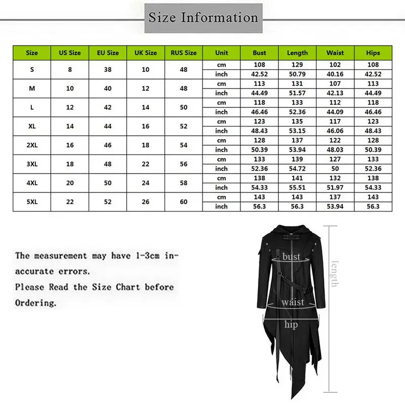 Steampunk Victorian Gothic Belt Swallow-Tail Coat