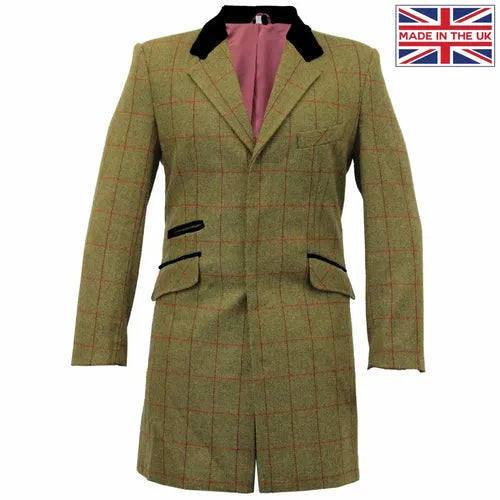 Check Design Retro Mod Coat - M / Olive - Coats & Jackets