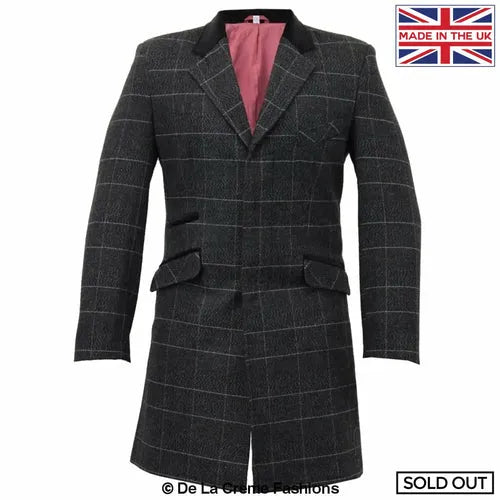 Check Design Retro Mod Coat - S / Black - Coats & Jackets