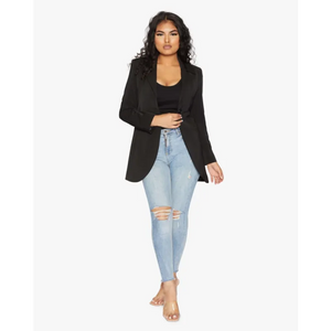 Curved Hem Longline Blazer - Coats & Jackets