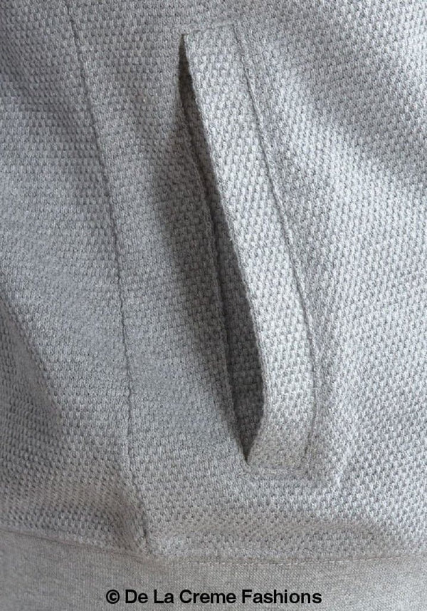 Pique Grey Long Sleeve Zip-up Bomber Jacket