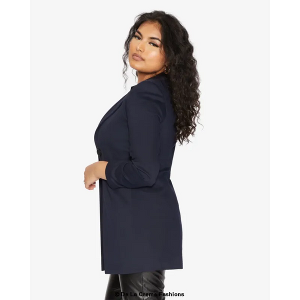 De La Creme Womens Collared Formal Longline Blazer - Coats