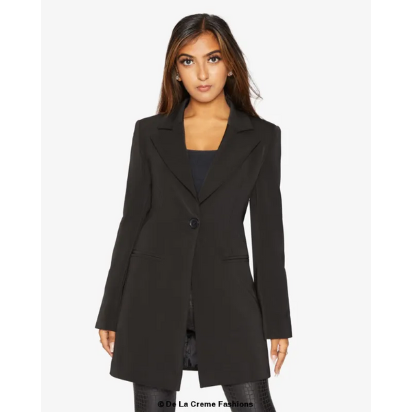 De La Creme Womens Collared Formal Longline Blazer - Coats