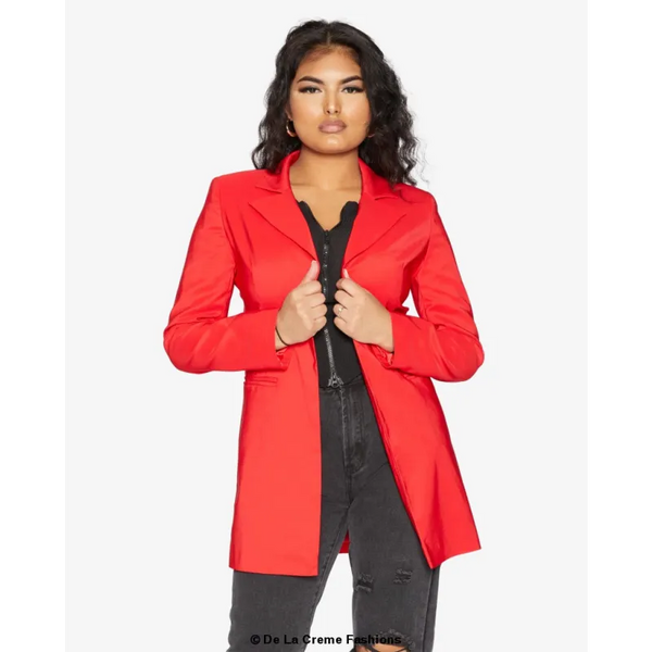 De La Creme Womens Collared Formal Longline Blazer - Coats