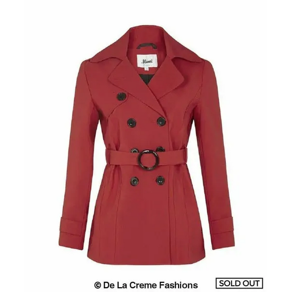 Double Breasted Short Coat - UK 12/EU 38/US 10/M / Red -