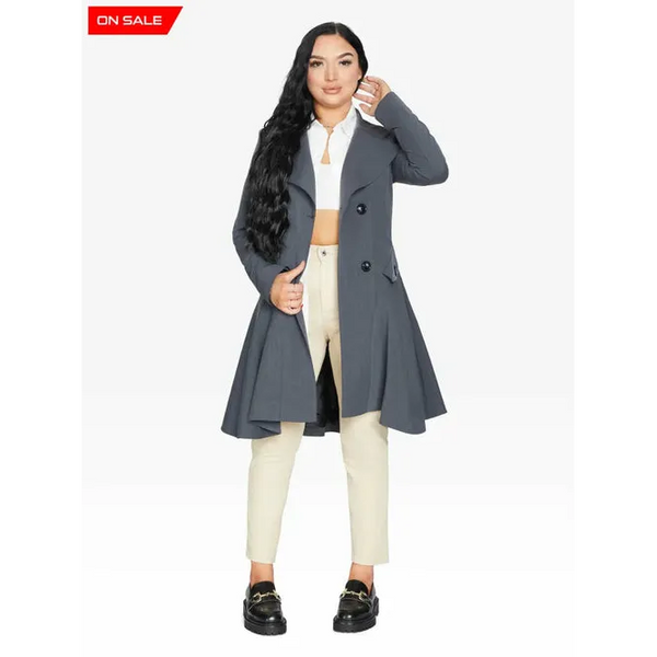 Double Breasted Skater Coat - UK 10/EU 38/US 6/S / Grey