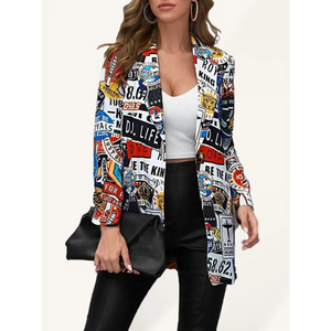 Fashion trend graffiti printing logo plate ladies suit