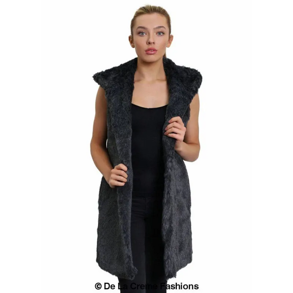Faux Fur Hooded Gilet - Coats & Jackets