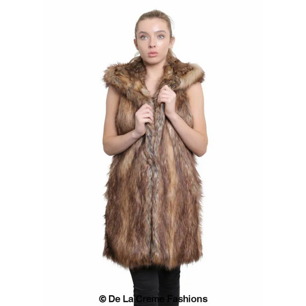 Faux Fur Hooded Gilet - Coats & Jackets
