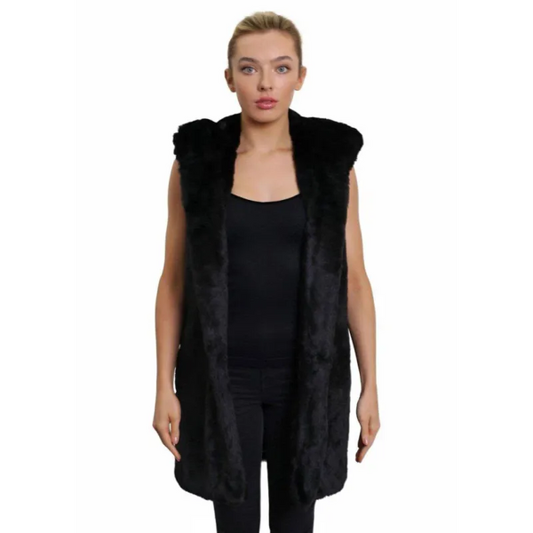 Faux Fur Hooded Gilet - Coats & Jackets