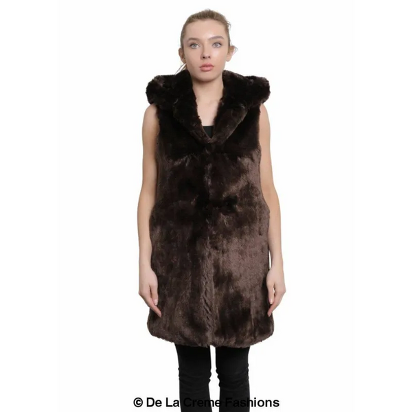Faux Fur Hooded Gilet - Coats & Jackets