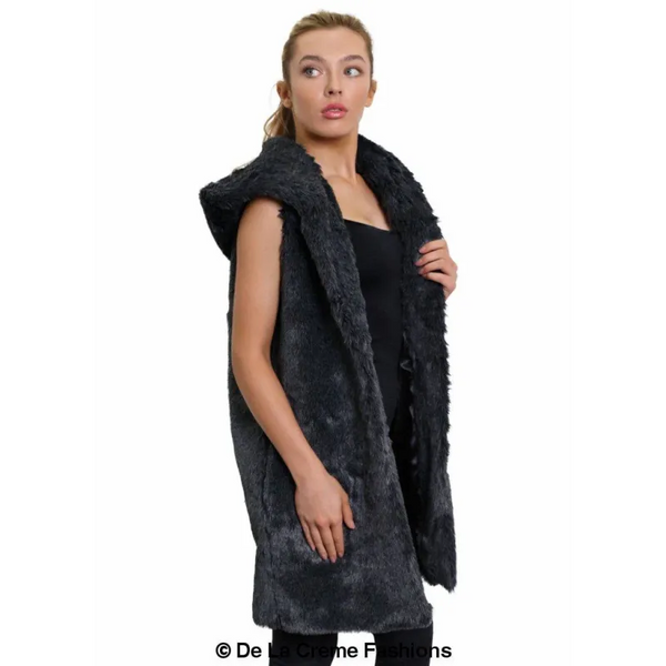 Faux Fur Hooded Gilet - Coats & Jackets