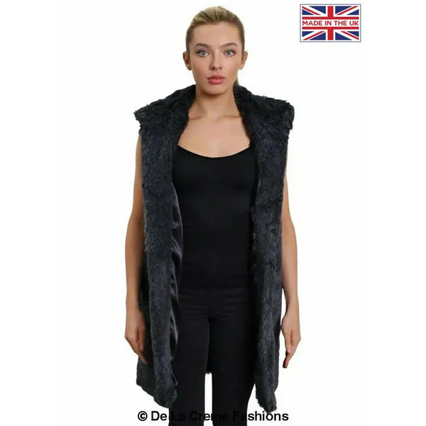 Faux Fur Hooded Gilet - UK 12/EU 40/US 8 / Grey - Coats &