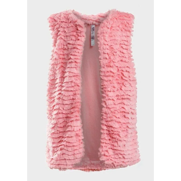 Girls Super Soft Bodywarmer Faux Fur Pink Gilet - Coats &
