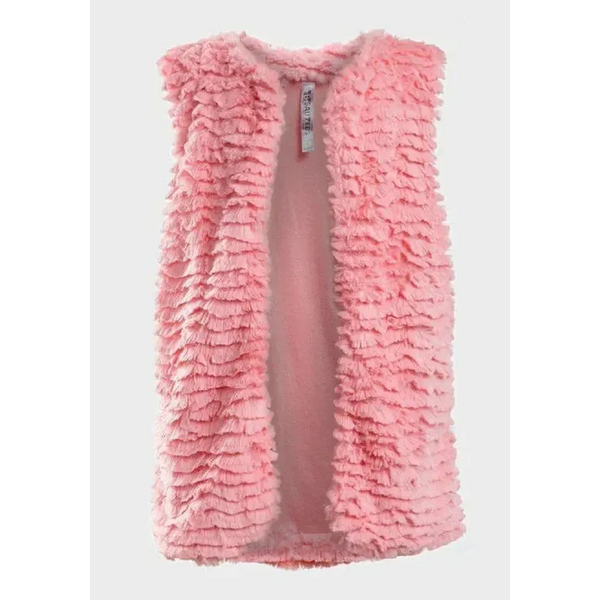 Girls Super Soft Bodywarmer Faux Fur Pink Gilet - S - 7/8