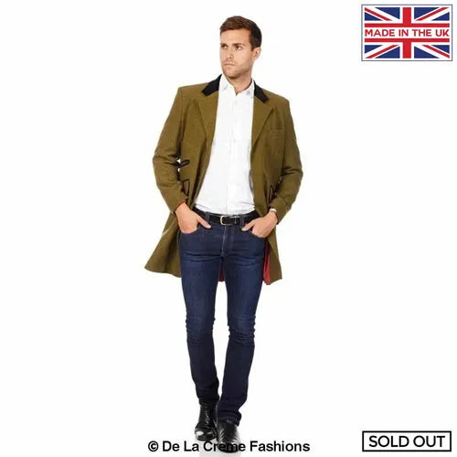 Herringbone Design Retro Mod Coat - S / Olive - Coats &