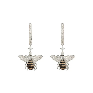 Honey Bee Drop Earrings Silver - Accessories
