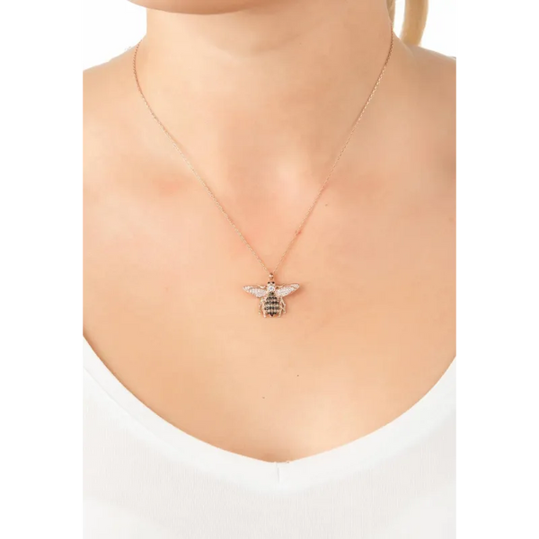 Honey Bee Pendant Necklace Silver - Accessories