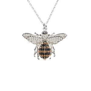 Honey Bee Pendant Necklace Silver - Accessories