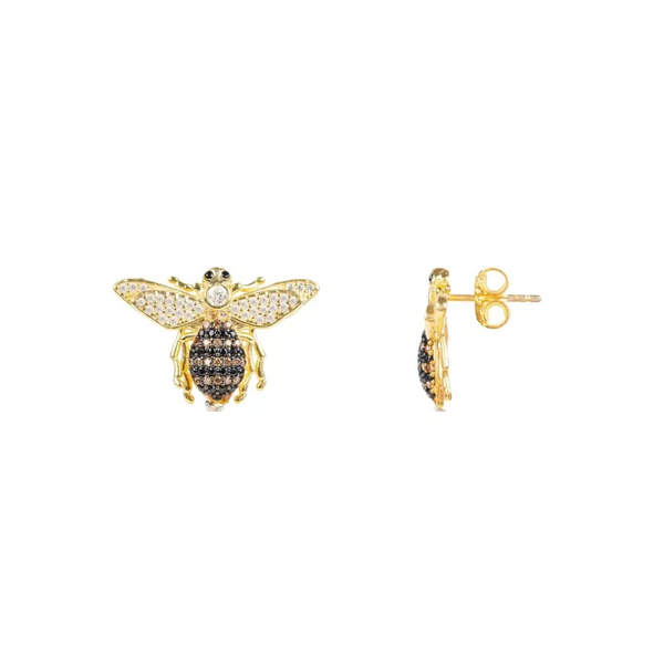 Honey Bee Stud Earrings Gold