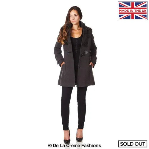 Hooded Toggle Fastened Slim Fit Coat - UK 12/EU 40/US 8