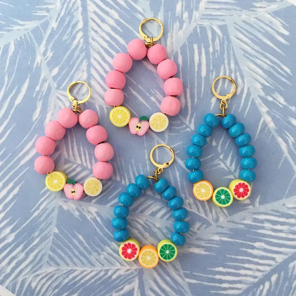 Juicy Fruit Earrings - Blue / Pink