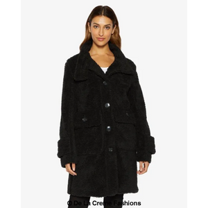 Julie High Neck Borg Teddy Coat - Coats & Jackets