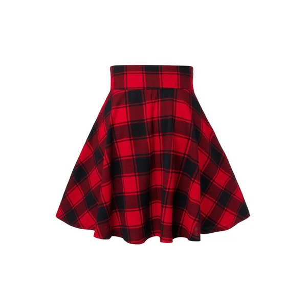 Ladies Casual Fashion A-Type Plaid Print Skirt - Skirts